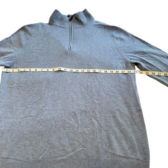 Nordstrom Mens Cashmere Blue Long Sleeve Turtleneck 1/4 Zip Sweater Size L - Picture 5 of 10